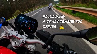 FOLLOWING A CRAZY TENERE 700 DRIVER !! BMW F900R | PURE SOUND | MIVV EXHAUST | [4K]