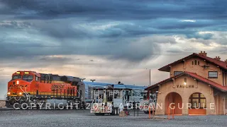 BNSF Passenger Special passing the ATSF Depot at Vaughn, NM.