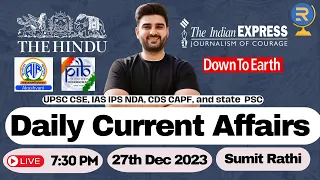 Daily Current Affairs | Hindi & English | Sumit Rathi | 27 Dec-2023 | The Hindu, PIB for UPSC & PSC