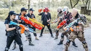 LTT Films : Captain Warriors Black Man Nerf Guns Fight Criminal Group Tiger Mask Red