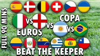 Italy vs England ⚽ Beat The Keeper ⚽ 90 Mins + Euros vs Copa America + Half Time Crossbar Challenge