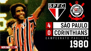 São Paulo 4x0 Corinthians - 1980 - GOLEADA COM SHOW NO MAJESTOSO E GOLAÇOS DE SERGINHO E RENATO!