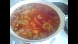 БОРЩ с квашенной капустой и фасолью