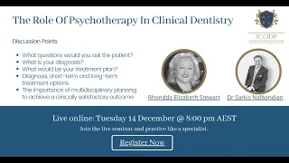 WEBINAR 28 - The Role Of Psychotherapy In Clinical Dentistry