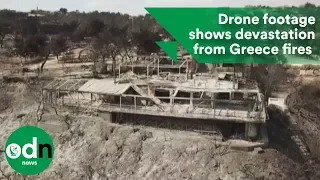 Drone footage shows devastation after Greece wildfires