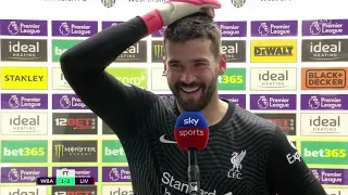 Goalkeeper Alisson Reacts To Scoring The Winner For Liverpool