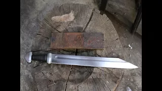 Forging a langseax from a semi truck leaf spring part 2.  making the handle.