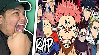 JUJUTSU KAISEN SHIBUYA RAP CYPHER | 954mari ft. Ham Sandwich, Drip$tick, yayu & More (REACTION)