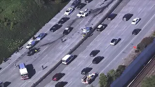 Raw: First responders at scene of violent wrong-way injury crash on I-280 in San Francisco