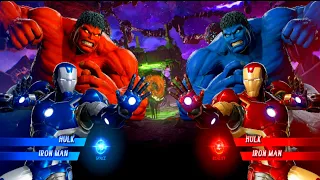 Red Hulk & Blue IronMan Vs Blue Hulk & IronMan (Very Hard)AI Marvel vs Capcom Infinite