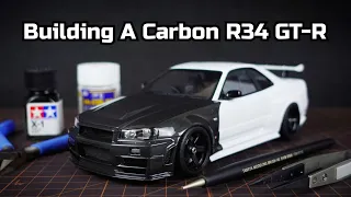 Building A Carbon Skyline R34 GT-R, Part 2/2. Tamiya 1/24 Scale Model Car.