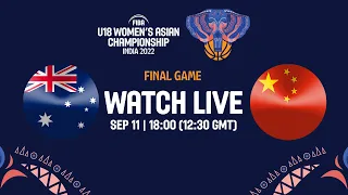 FINAL: Australia v China | Full Basketball Game | FIBA U18 Women's Asian Championship 2022 - Div. A