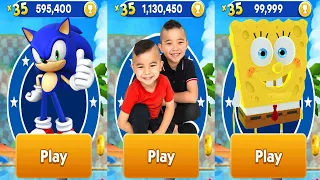 Sonic Dash vs CKN Toys Car Hero Run vs Tag with Ryan SpongeBob Android Gameplay