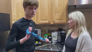 Gabe, an autistic teen learns how to cook his own dinner using the air fryer!