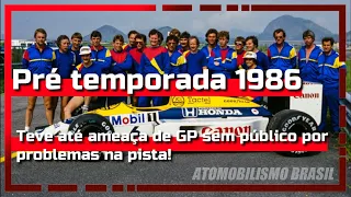 Risco de não ter torcida na corrida. Ken Tyrrell anuncia um piloto e põe outro do nada. Pré temp 86.