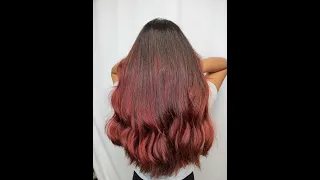 Red Balayage Hand Painting & Foiling Technique