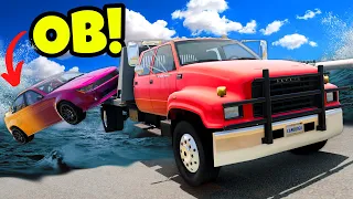 I RUINED OB's Day During a Tow Truck Flood Escape in BeamNG Drive Mods Multiplayer!