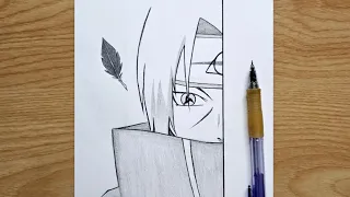 How to draw Itachi | Itachi Uchiha step by step | easy anime half face tutorial