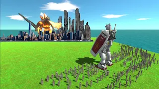 Godzilla Attack The City vs Gundam Took Revenge for People in Animal Revolt Battle Simulator