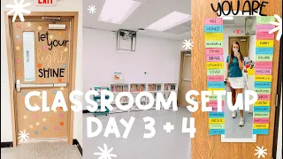 CLASSROOM SETUP DAY 3 + 4 | VLOG | First Year 5th Grade Teacher