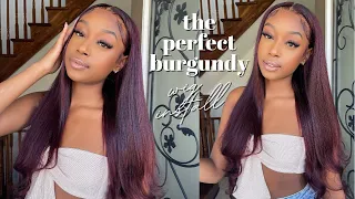 PERFECT FALL COLOR 🍁  HOW TO DYE WIG BURGUNDY WITHOUT BLEACH + INSTALL | UNICE HAIR