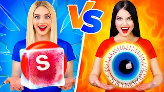 HOT VS COLD CHALLENGE || Icy Girl vs Fire Girl Problems by RATATA BOOM