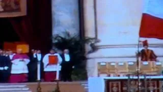 Pope John Paul II coffin is brought into St Peters square. Pope Funeral 2005.