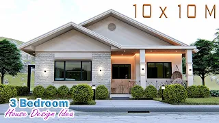 HOUSE DESIGN IDEA | 10 x 10 meters | 3 bedroom Pinoy House