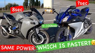 YAMAHA YZF-R125 2015 vs HONDA CBR-125R 2015   0-100KM/H.