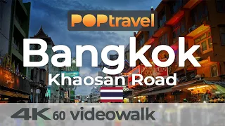 Walking around KHAOSAN ROAD / BANGKOK (Thailand) 🇹🇭- 4K 60fps (UHD)