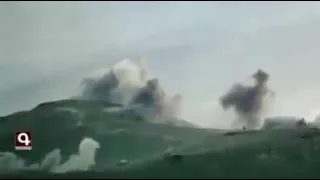 Armenian artillery targeting Azerbaijani troop movement.