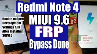 Redmi Note 4 MIUI 9.6 FRP Bypass Done - Unable To Open Settings APK After Installed (Solved)