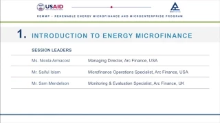 Microfinance Summit 2013: Arc Finance Pre-Event, Session 1: Introduction to Energy Microfinance