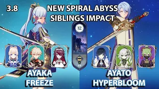 (3.8) F2P NEW SPIRAL ABYSS C0 Ayaka Freeze & C0 Ayato Hyperbloom Floor 12 Full Star