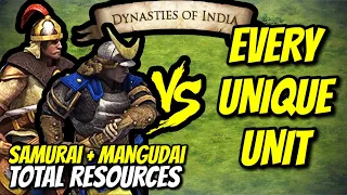 SAMURAI + MANGUDAI vs EVERY UNIQUE UNIT (Total Resources) | AoE II: DE