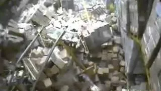 Forklift accident brings down a warehouse in Russia.mp4