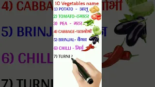 10 vegetables name in hindi and english | vegetables name | sabjiyon ke naam #shorts #youtubeshorts