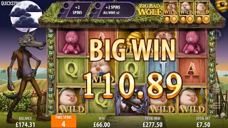 Big bad wolf slot from quickspin. @ dunder £7.50 bonus game. Big win