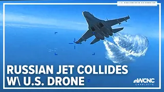 Russian jet collides with US drone: Declassified military footage