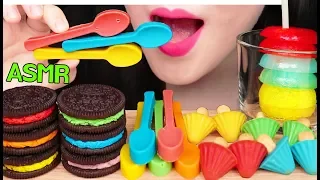 ASMR RAINBOW ICE DONUTS, EDIBLE SPOON, OREO 무지개 얼음, 먹는 숟가락, 오레오 먹방 (EATING SOUNDS) MUKBANG