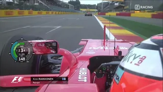 F1 2017 Raikkonen Chasing Ricciardo - Spa Race Onboard - Belgian Grand Prix | With Telemetry