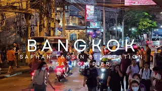 [4K] Walking around Saphan Taksin BTS Station (Sathorn Pier) in Bangkok, Thailand