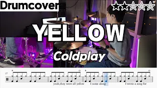 Yellow - Coldplay ㅣ drum coverㅣScore ㅣSheet Music ㅣTutorial ㅣ 드럼 악보