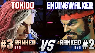 SF6 ▰ TOKIDO (#3 Ranked Ken) vs ENDINGWALKER (#2 Ranked Ryu) ▰ High Level Gameplay