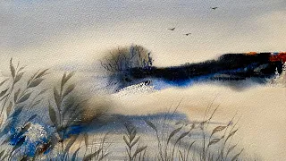 Beautiful MISTY ABSTRACT Watercolor Landscape Painting, Beginners Loose Watercolour Demo Tutorial