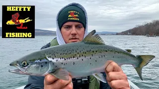 FISHING the FINGER LAKES in NEW YORK for SALMON & BROWN TROUT