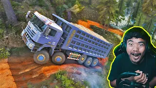 Truk Dump Truck Muat Pasir Nabrak Pohon - Mudrunner