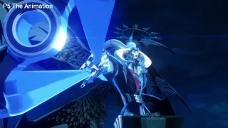 Satanael shoots Yaldabaoth, but with persona 1 music