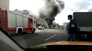 Пожар автобуса в Королёве