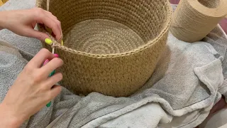 Crochet a jute basket. Part 4: Several hours of work in 1 minute 🔜 result 🌿 Вяжем корзину из джута